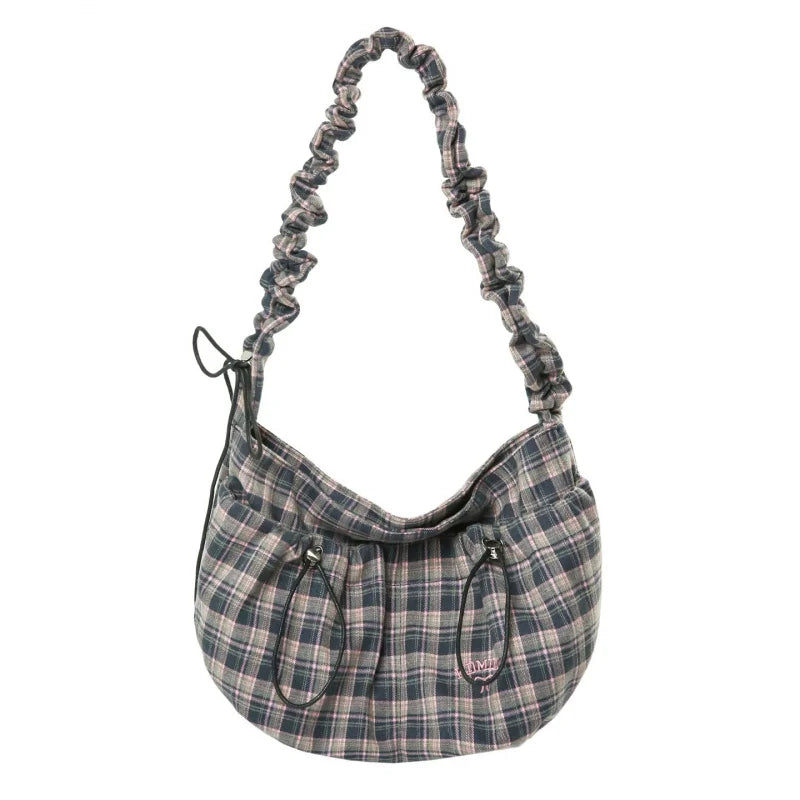 Vintage Plaid Crossbody Bag – Large Capacity Women's Shoulder Bag