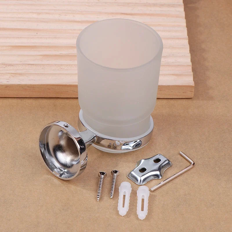 Wall-Mounted Toothbrush Holder Glass Cup – Modern Bathroom