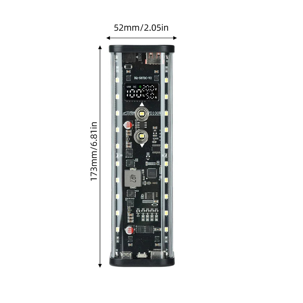 Gaqqee 8×21700 DIY Power Bank Case – PD 100W Fast Charge