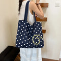 Nixie Polka Dot Canvas Tote Bag – Large Shoulder Bag for Women