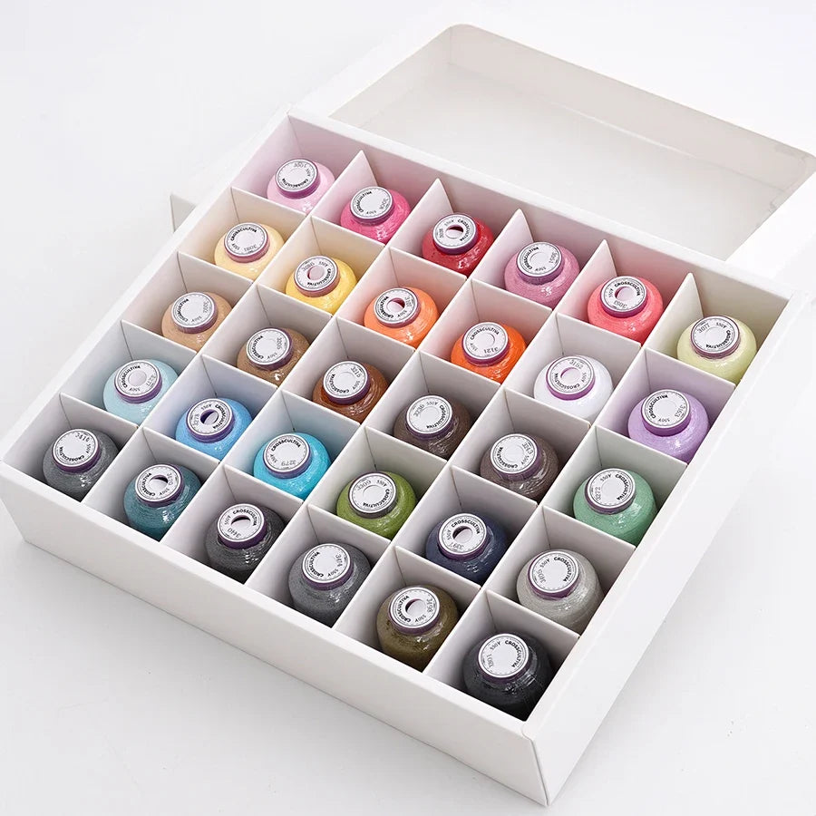 30-Color Embroidery Thread Set – 550 Yds/Spool Polyester