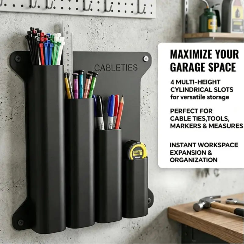 Wall Mount Zip Tie & Tool Organizer – 4/5-Slot Storage