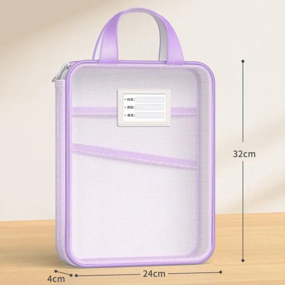 A4 Mesh Stationery Bag – 3-Layer Zipper, Large Capacity