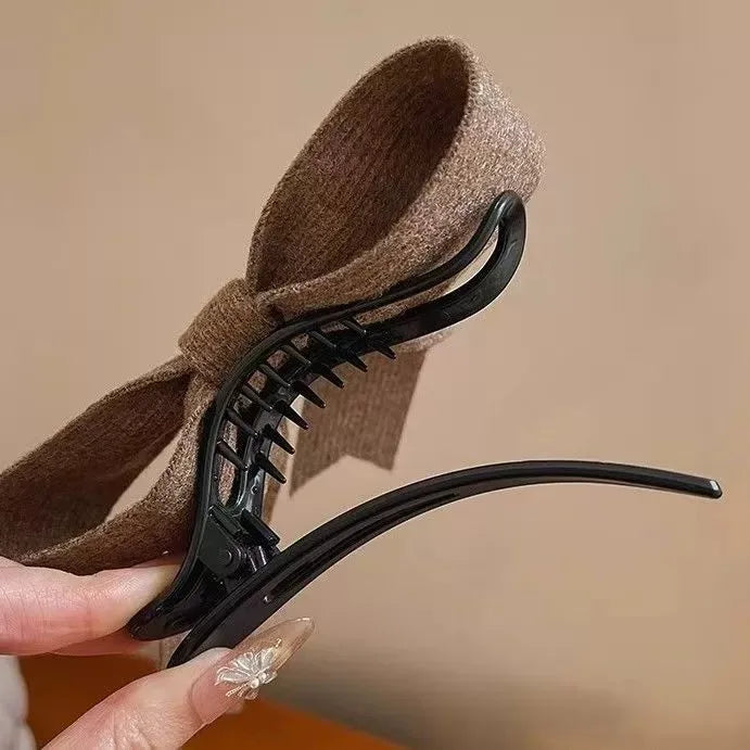 Korean Knitted Bow Hair Clip – Sweet Duckbill Hairpin for Women