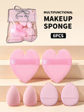 6-Piece Heart Shape Makeup Puff Set with Storage Bag