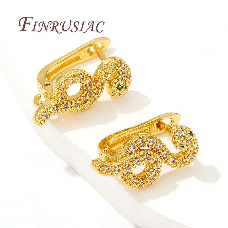 18K Gold Plated Zircon Snake Earring Hooks & Clasps | DIY