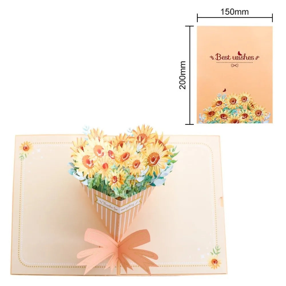 3D Pop-Up Flower Bouquet Greeting Card | Handmade Paper Art