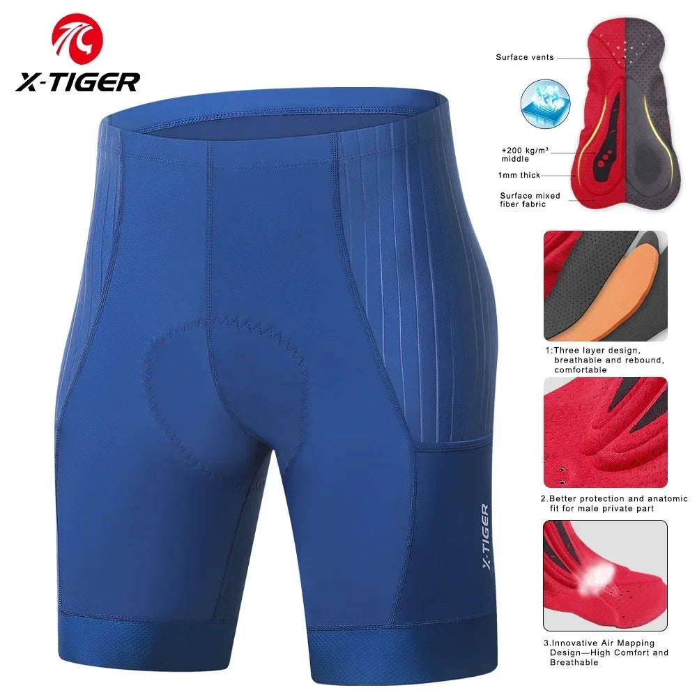 X-TIGER Men's Cushioned Cycling Shorts – MTB & Road Bike