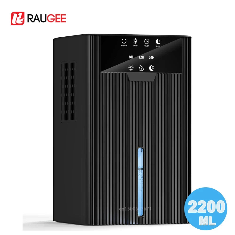 Raugee 2200ml Portable Dehumidifier – LED Lights & Timer