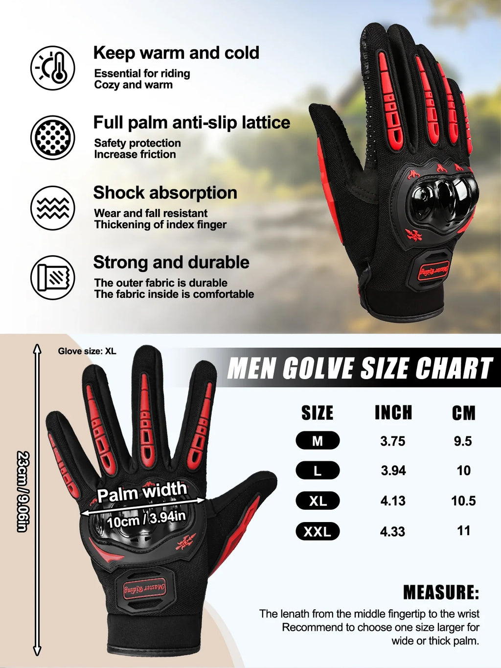 Winter Thermal Motorcycle Gloves | Touch Screen Full Finger