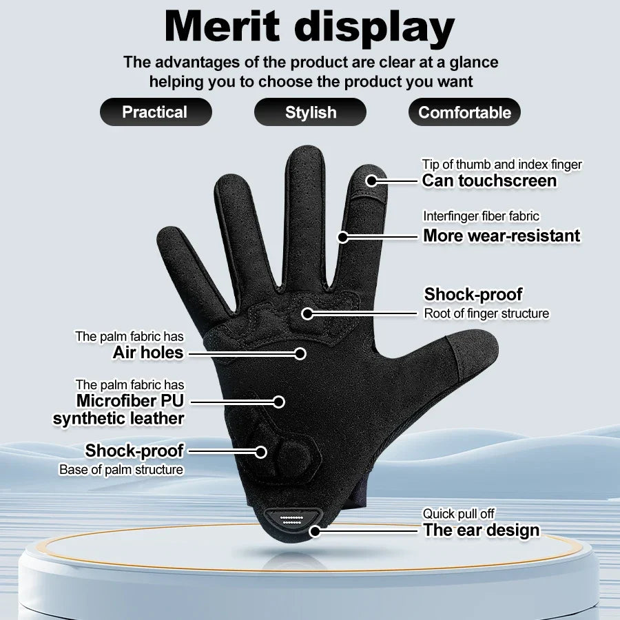 X-TIGER Full Finger Cycling Gloves – Shockproof MTB Road Bike