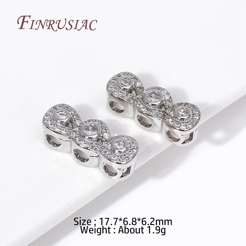 18K Gold Plated Zircon Spacer Beads | 3-Row Necklace Connector
