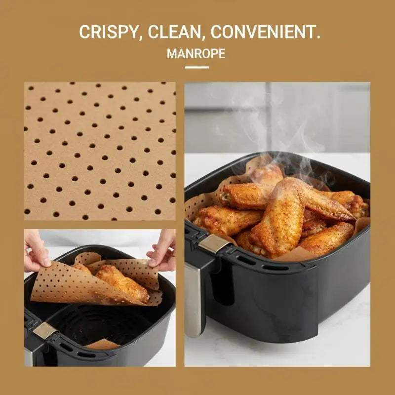 Square Air Fryer Parchment Liners Non-Stick – 100 Sheets