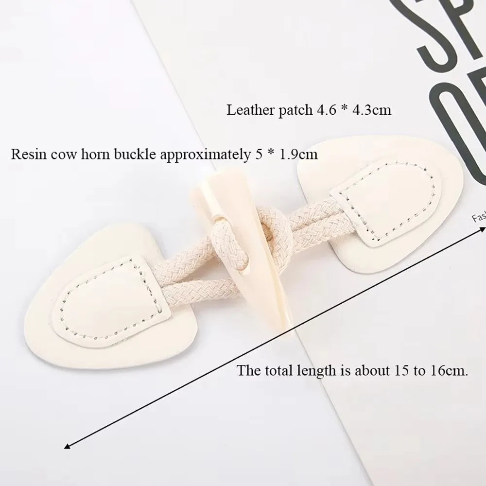 Vintage Horn Buckle PU Leather Sew-On Buttons for Coats & Bags