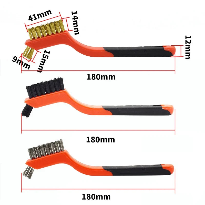 7" Stainless Steel & Brass Wire Brush Set – 3-Piece Cleaning Kit