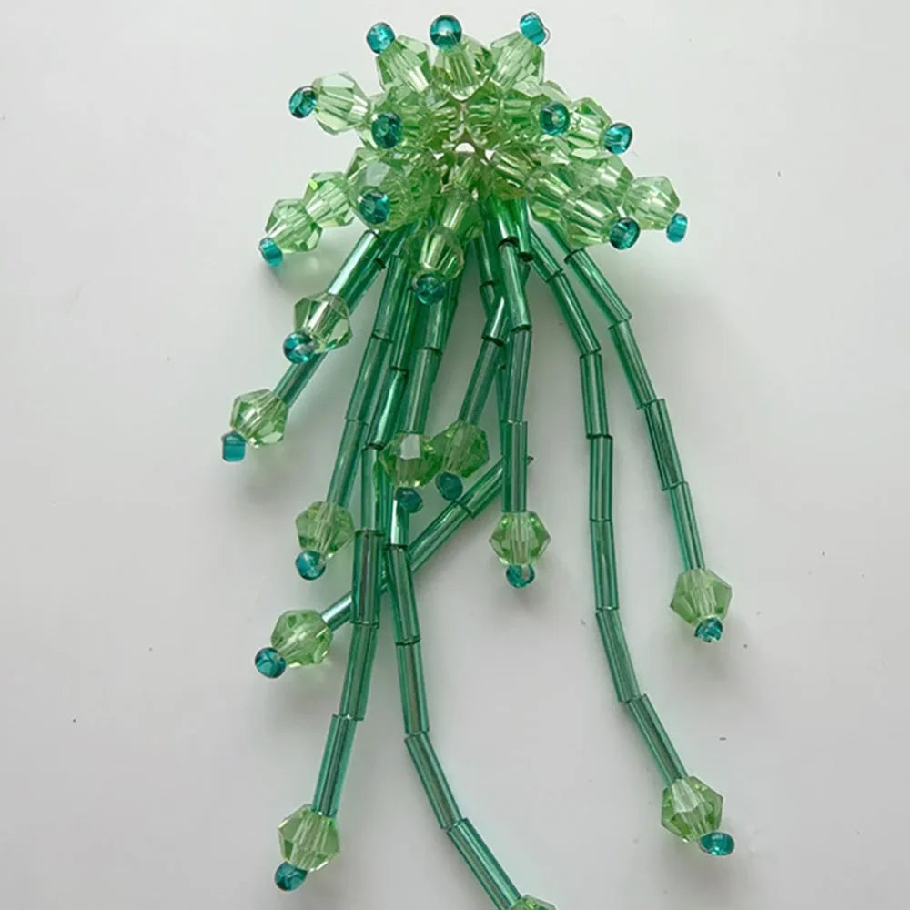 3D Crystal Beaded Flower Patch – Hand-Sewn Glass Bead Appliqué