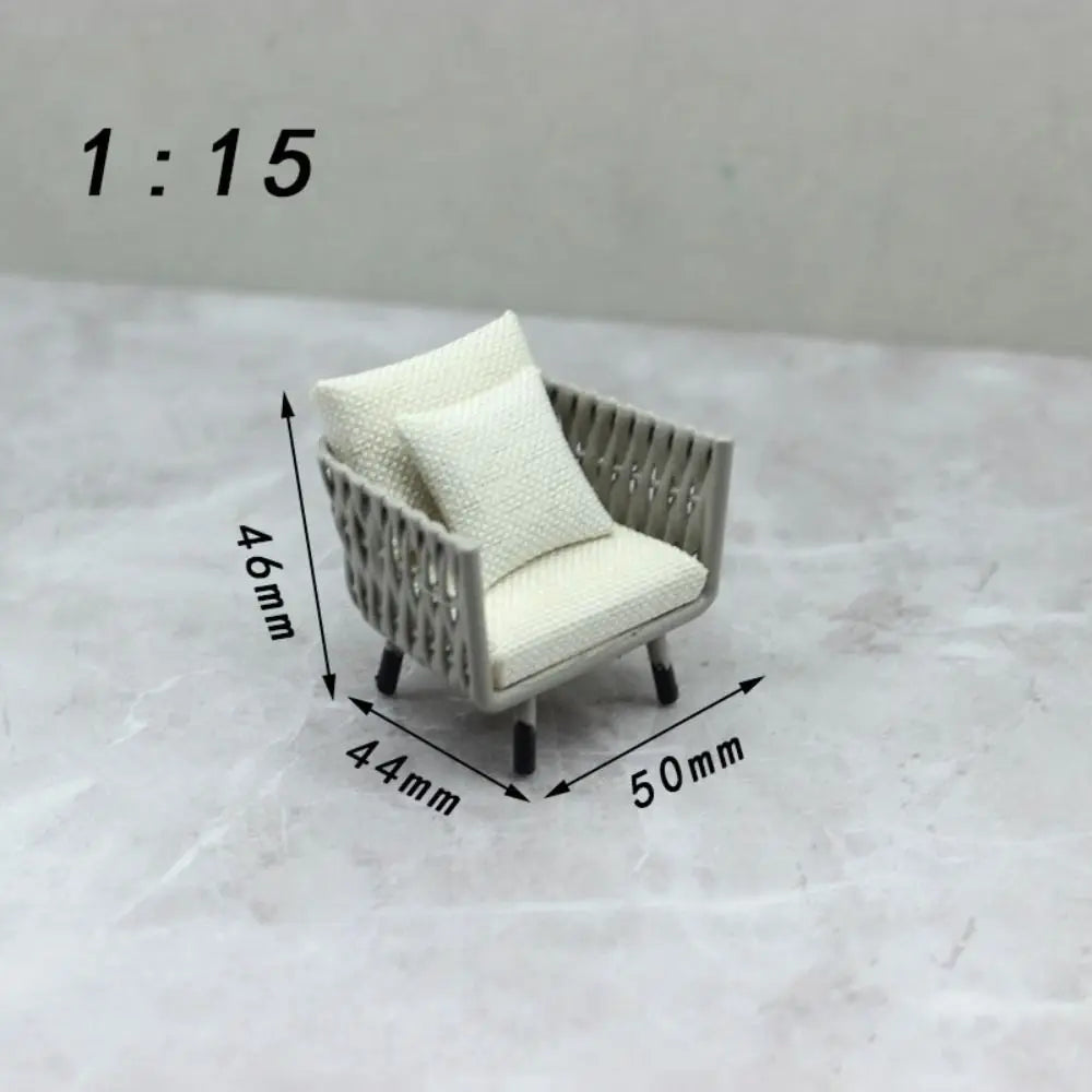 Miniature European Sofa & Tea Table – Dollhouse Furniture 1:15–1:30