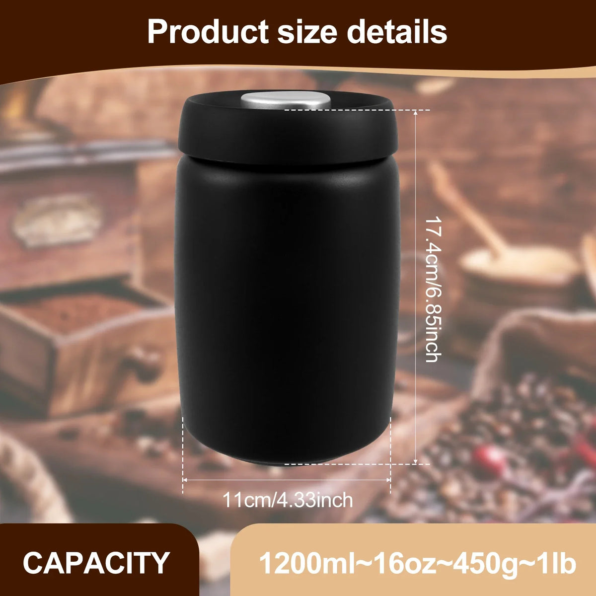 Vacuum Coffee Canister – Airtight 304 Stainless Steel Storage