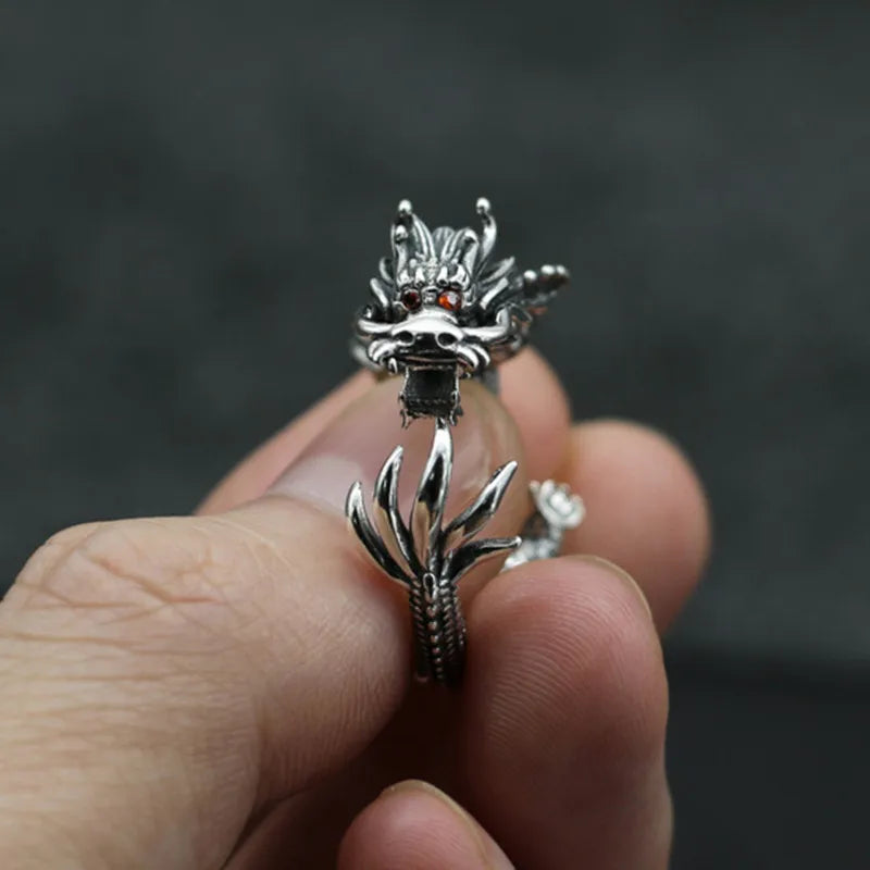 Vintage Punk Dragon Snake Tiger Adjustable Ring | Unisex