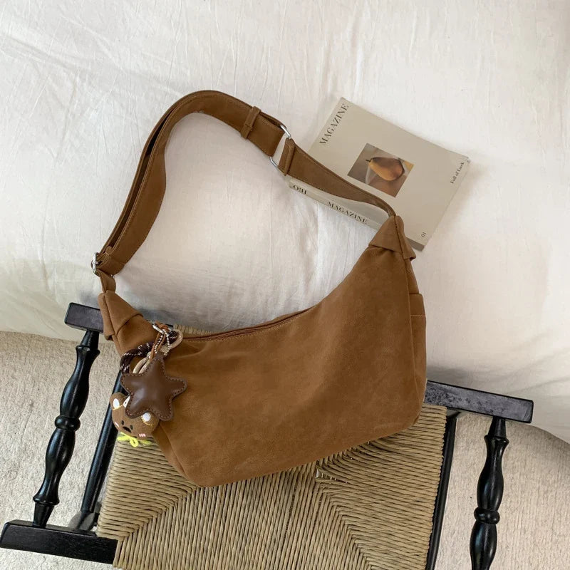 Vintage Suede Hobo Bag Women – Large Capacity Work Tote