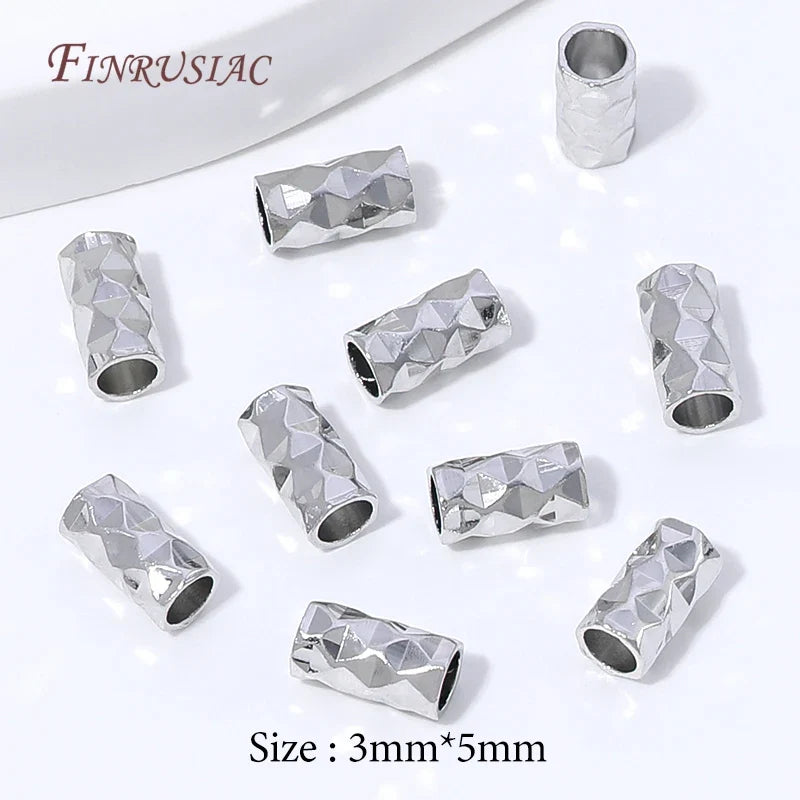 50Pcs Rhodium Plated Tube Spacer Beads | DIY Jewelry Making
