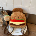 Cute Plush Hamburger Mini Backpack | Novelty Bag for Women