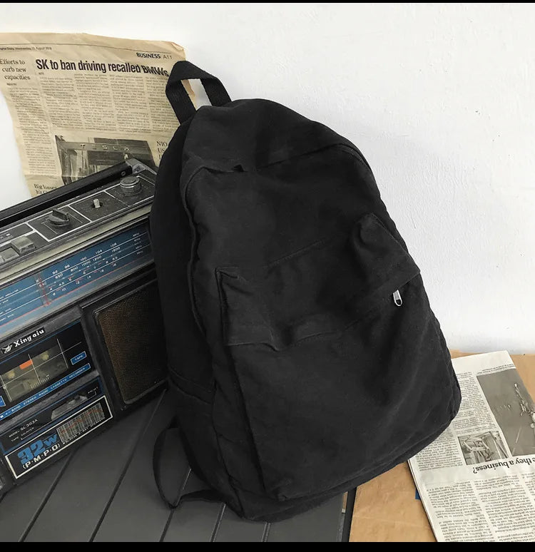 Vintage Canvas Backpack Y2K Preppy Laptop Travel Bag Unisex
