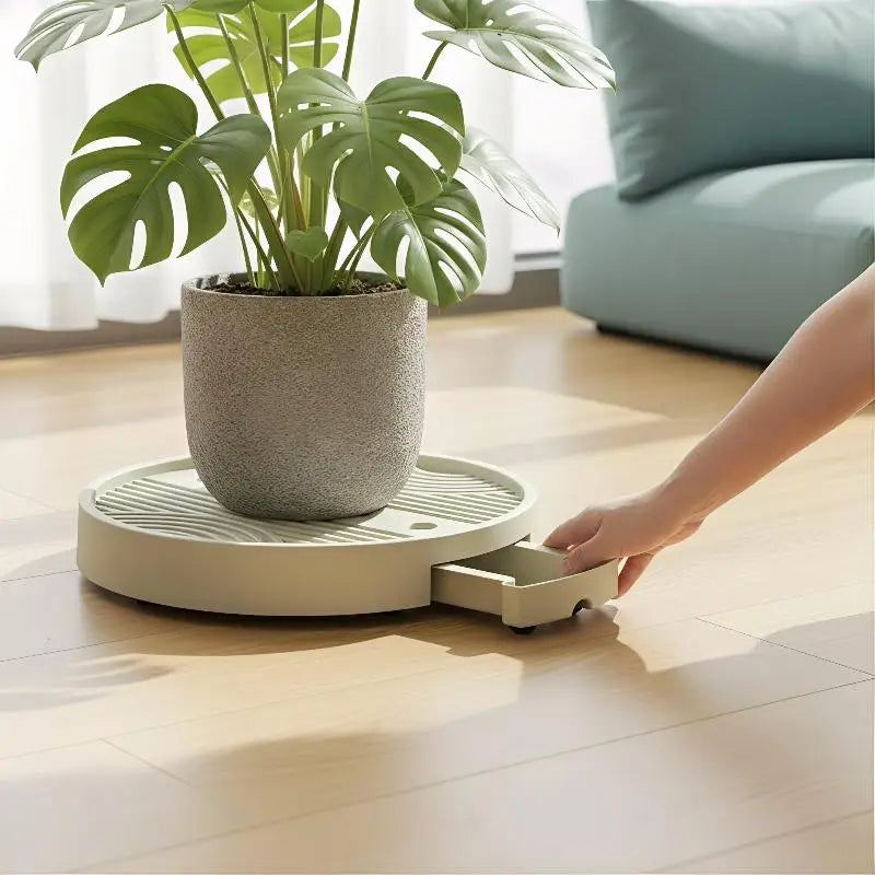 Round Caster Flower Pot Tray with Drainage – 3 Sizes