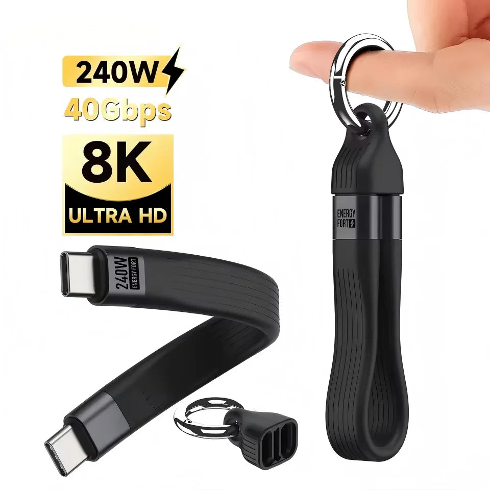 USB4 240W 40Gbps USB-C Keychain Cable – 8K Fast Charge