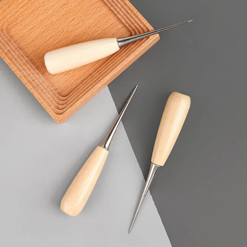 Leather Awl Wooden Handle – DIY Piercing & Shoemaking Tool