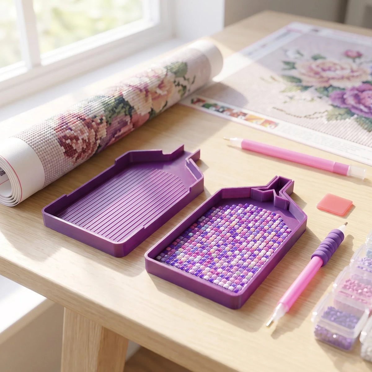 Diamond Painting Tray Kit – Dustproof Lid & Organizer, 2pcs