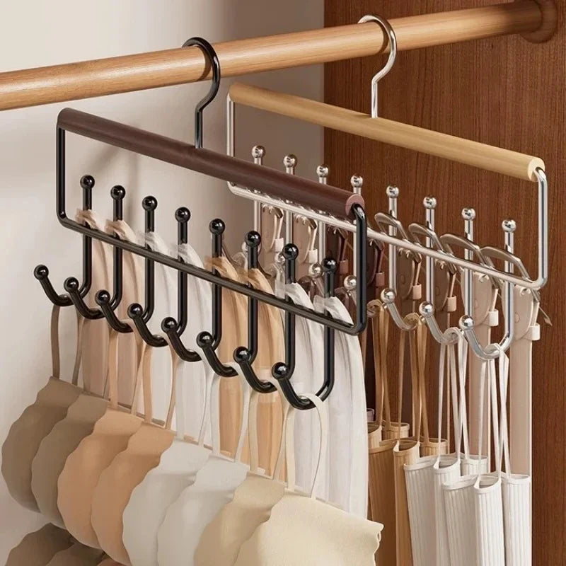 Wooden Hat Organizer Wall Mount Rack & Cap Holder Hooks