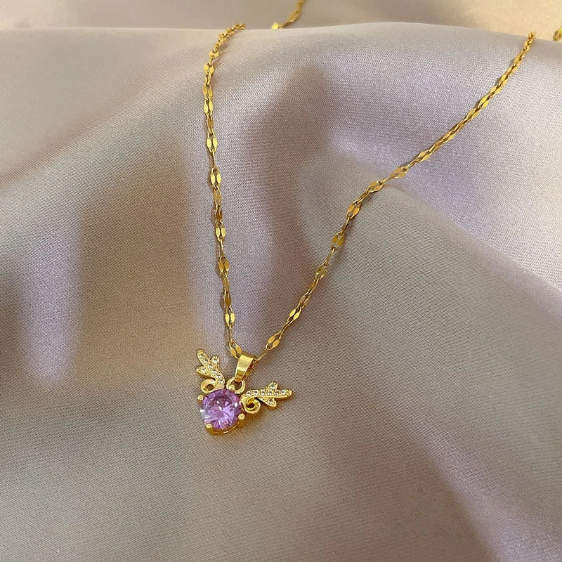 Zirconia Pendant Necklace for Women | Gold Minimalist Chain
