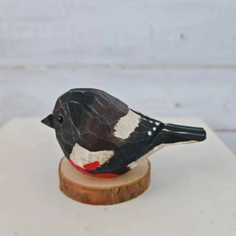 Hand Carved Wooden Bird Figurine – Hand Painted Colorful Decor