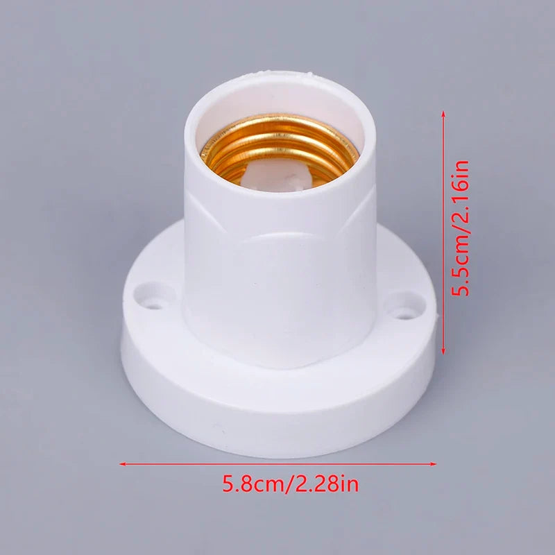 White E27 Lamp Holder Flat Screw LED Bulb Base 10A 230V
