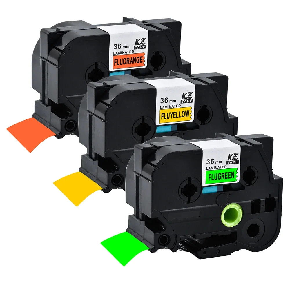 3-Pack Fluorescent Label Tape Compatible Brother TZe P-Touch
