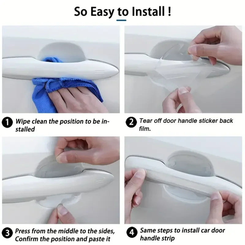 8PCS Car Door Handle Bowl Scratch-Proof Protective Sticker Film