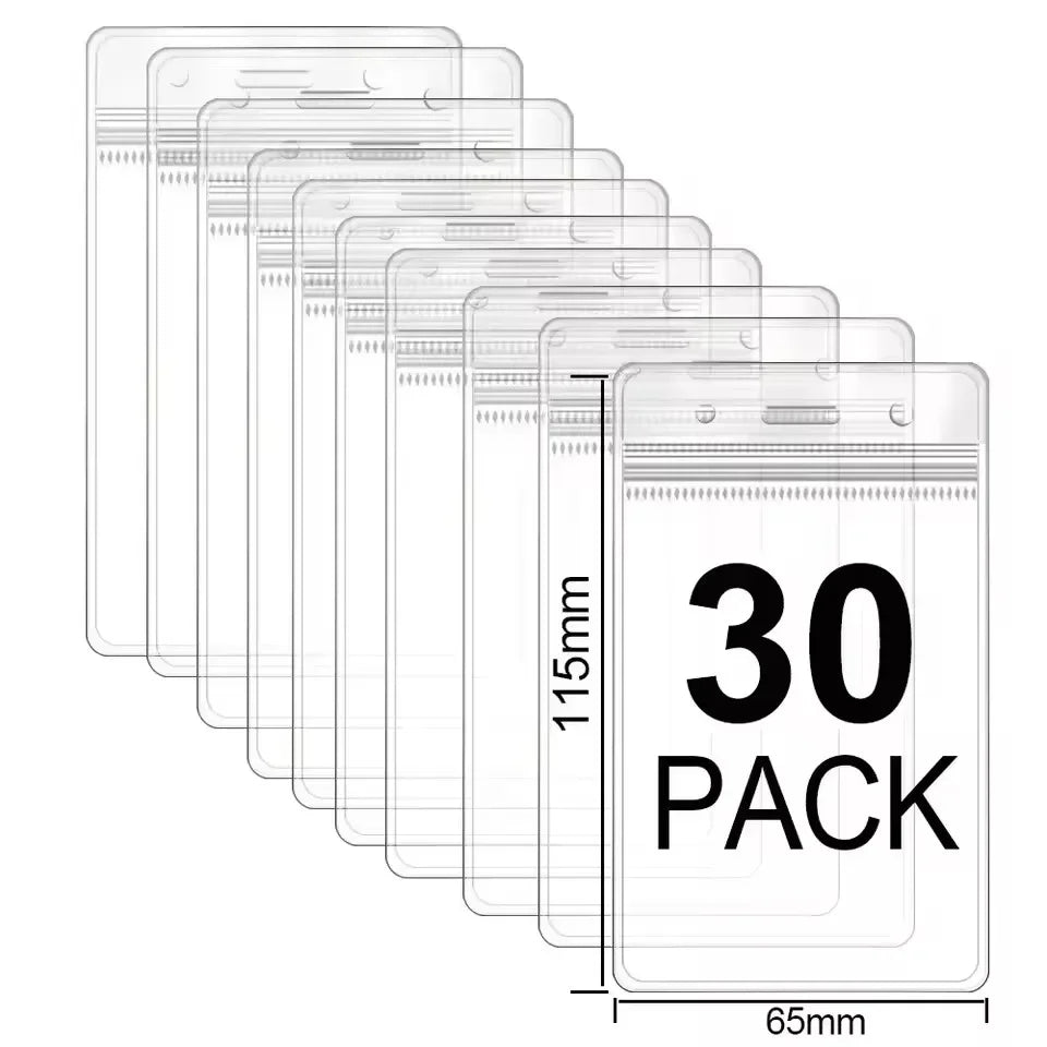 Waterproof ID Badge Holders with Resealable Zip – 1 to 50 Pack