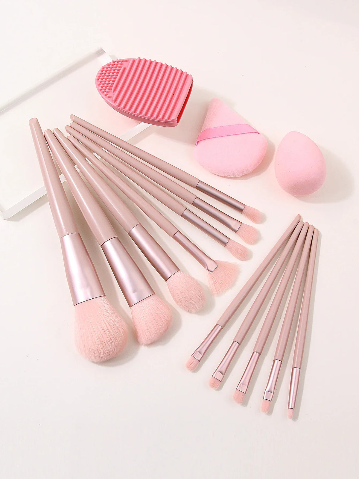 15-Piece Soft Makeup Brush Set with Sponge & Powder Puff