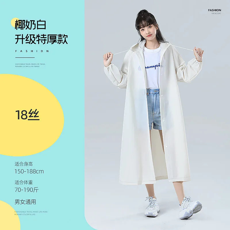 Reusable EVA Waterproof Rain Poncho – Transparent Adult Raincoat