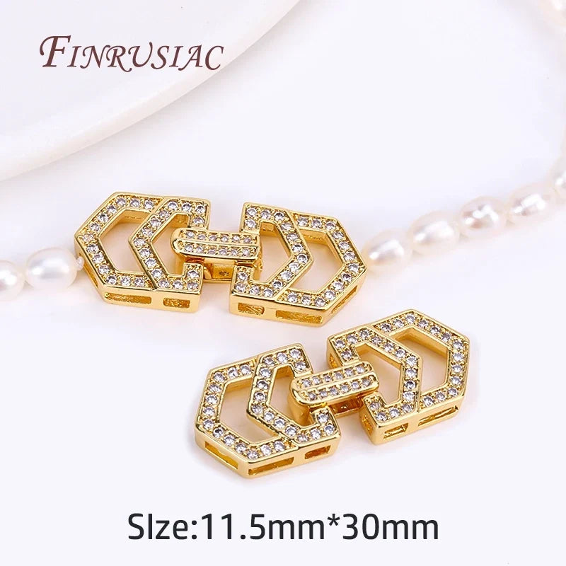 18K Gold Plated Zircon Pearl Clasp | DIY Jewelry Findings