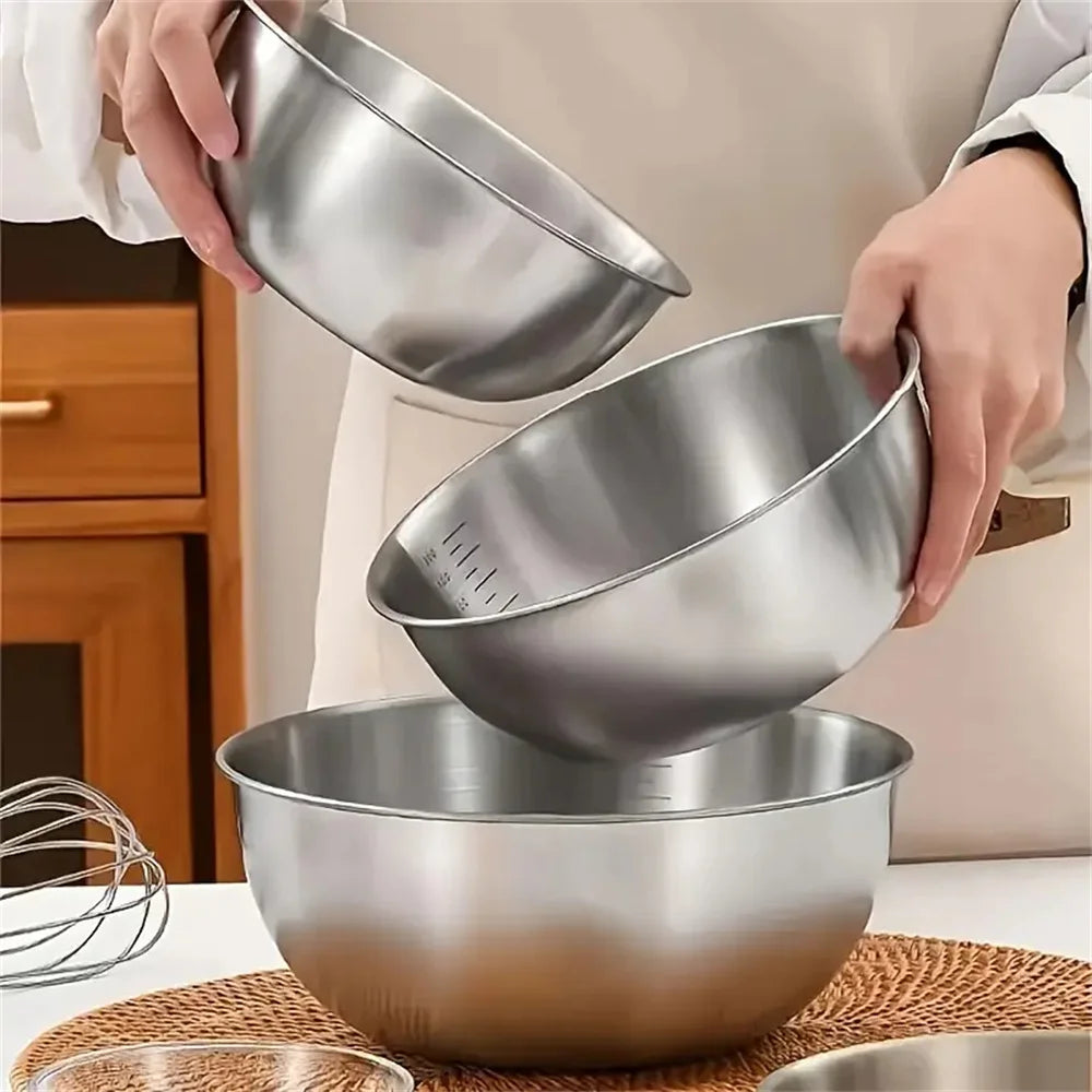 Stainless Steel Mixing Bowl Set with Scale – 1-3 Pcs