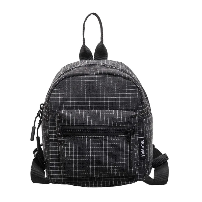 Women's Lightweight Mini Plaid Nylon Backpack – Casual Style