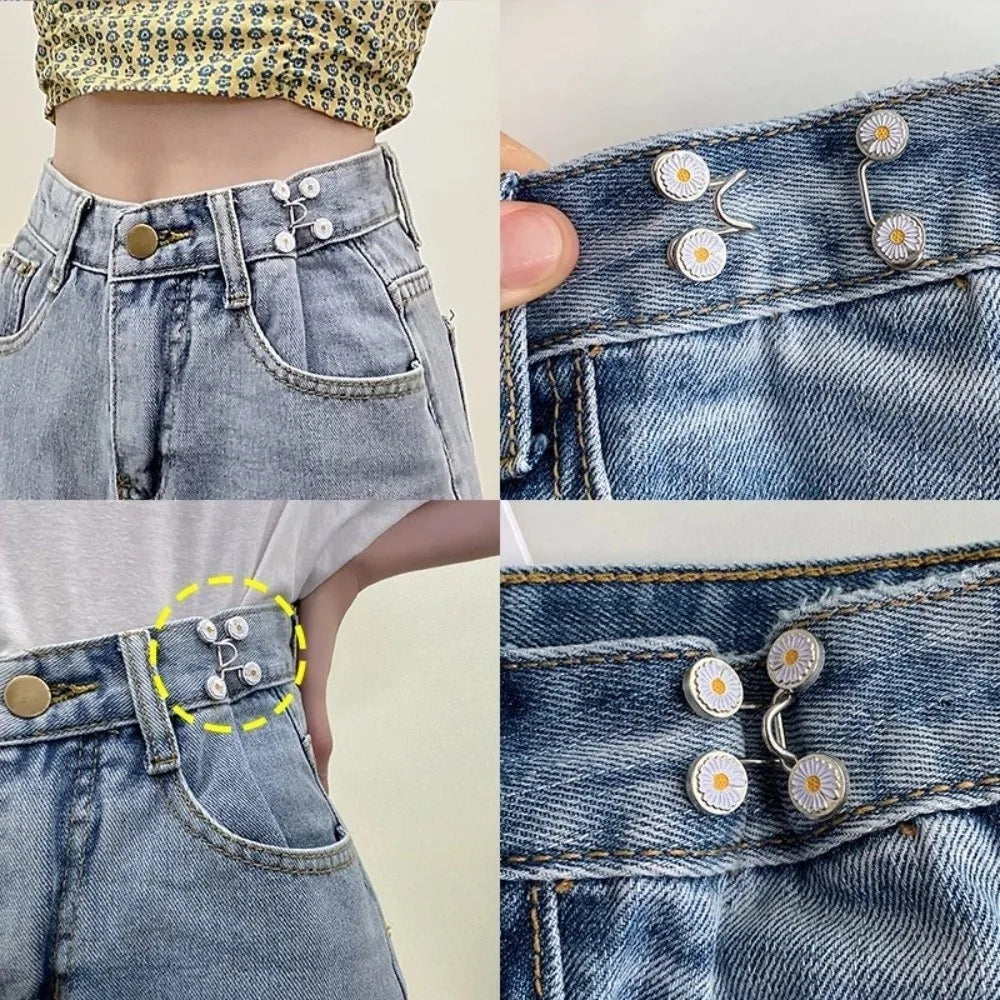 No-Sew Adjustable Button Pins for Jeans, Pants & Skirts
