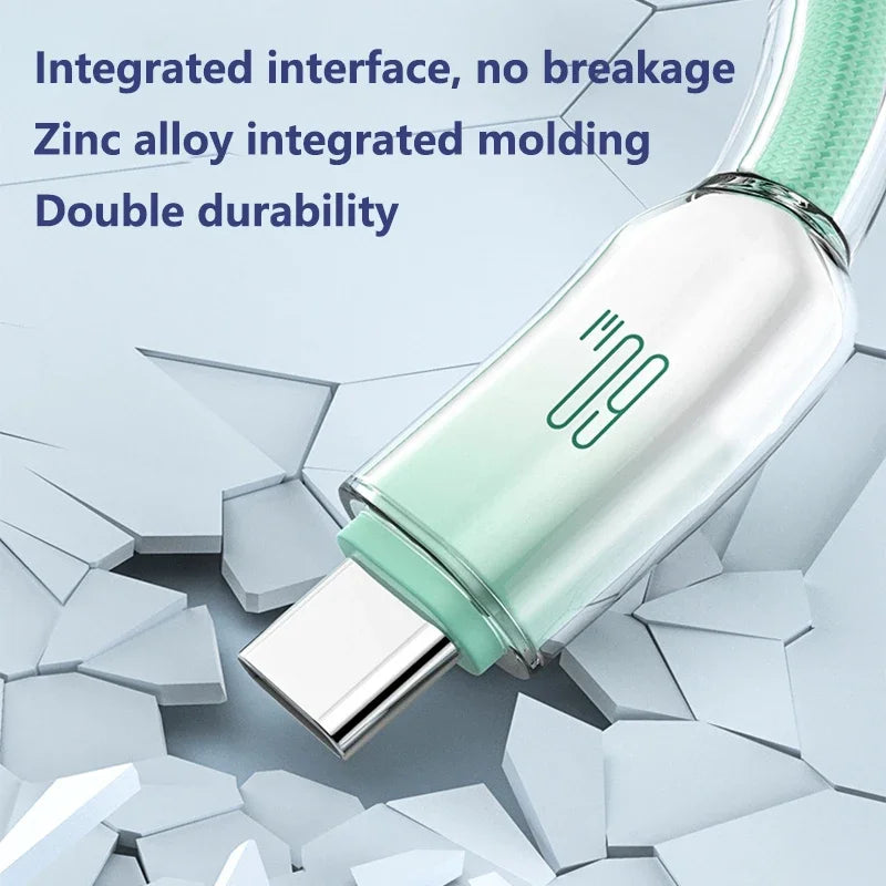 60W USB-C to USB-C Fast Charging Braided Cable 1m/2m