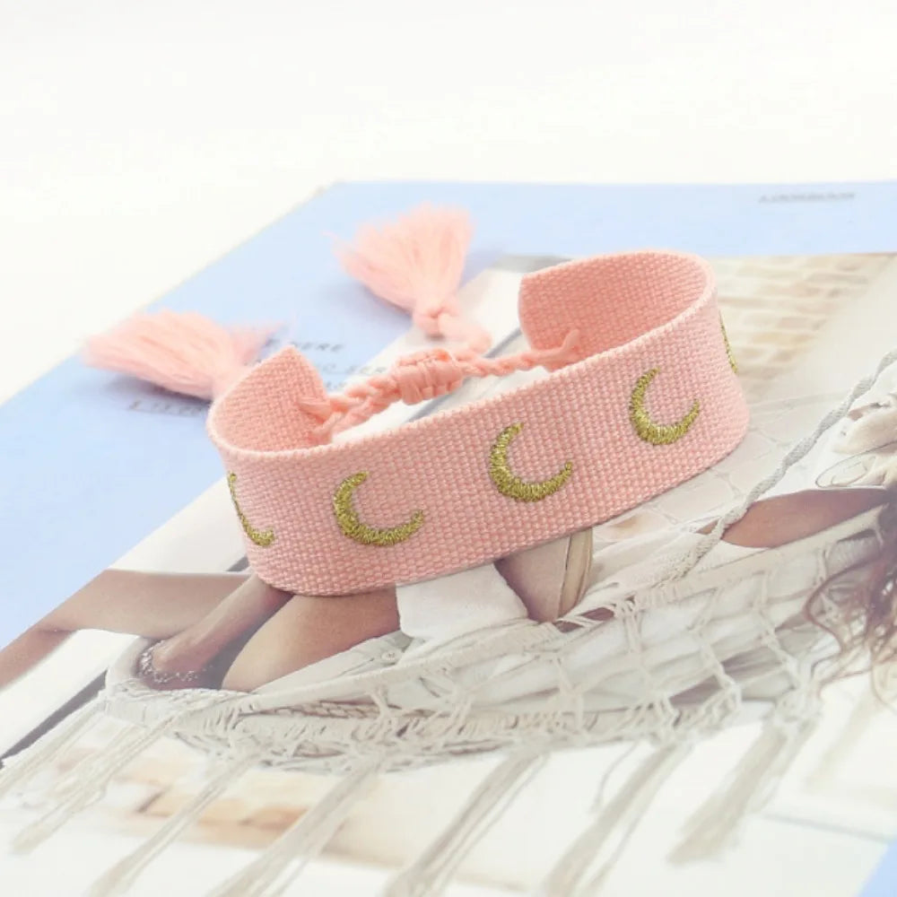 Woven Evil Eye Tassel Bracelet – Stackable Boho Style