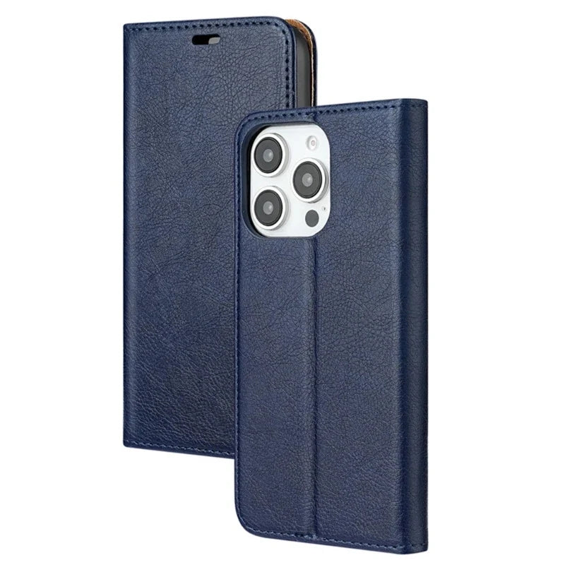 Vintage PU Leather Folio Wallet Case with Card Holder – iPhone 16