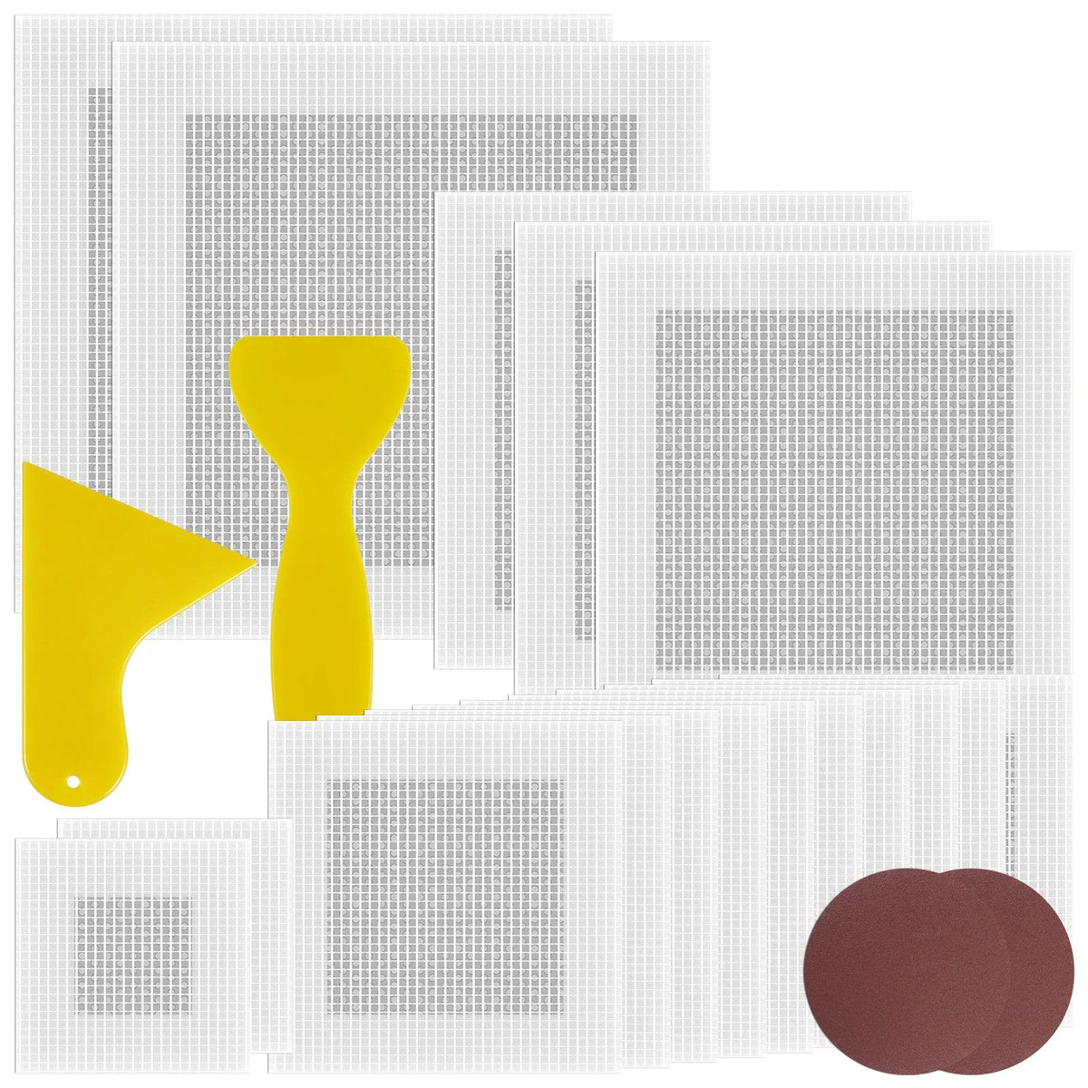 21-Pc Drywall Repair Kit – 2/4/6/8 Inch Fiberglass Mesh Patches