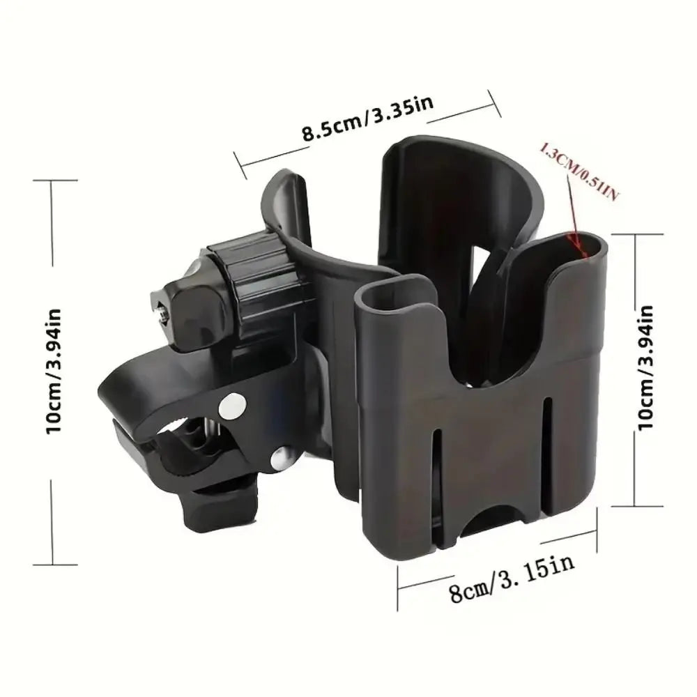 Universal 2-in-1 Stroller Cup & Phone Holder – 360° Rotating