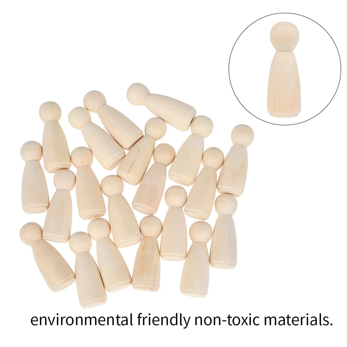 Wooden Peg Dolls Unpainted Unfinished DIY Figures 5/10/20 Pcs